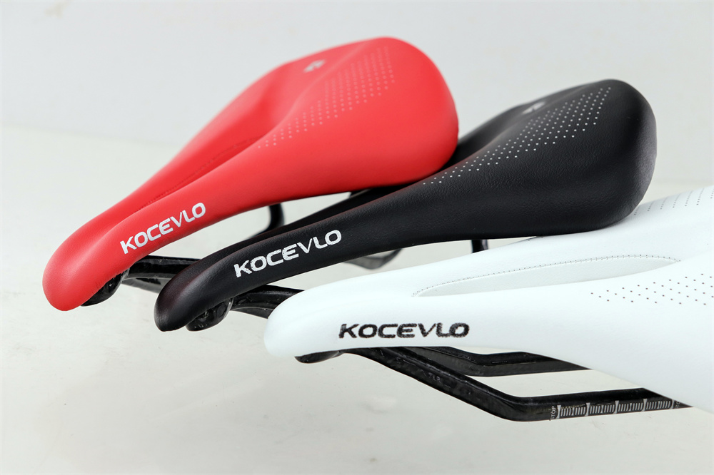 Kocevlo-Carbon Fiber Road Bicycle Seat Cushion, Mountain Bike Seat Bag, Ultra-light, Comfortable, Waterproof, Leather Surface
