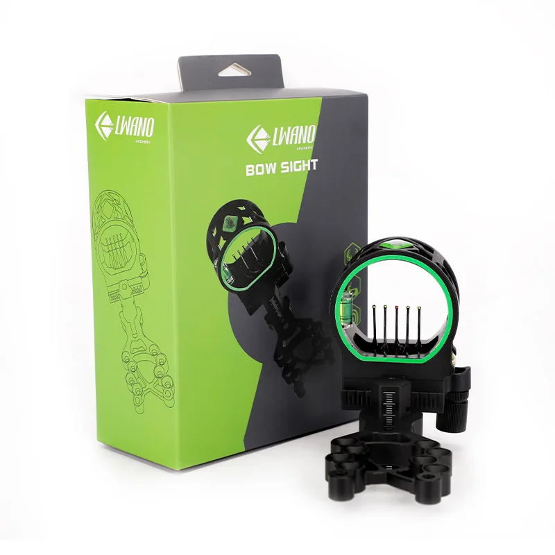 5 Pins Bow Sight Aluminum Alloy Right Hand Adjustable Compound Recurve Bow Sight for Bow and Arrow Archery Accessories