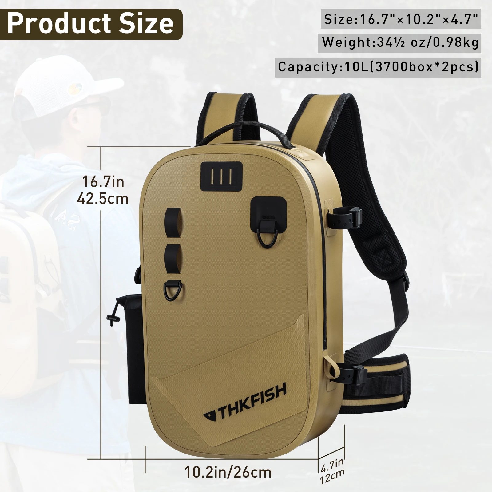 THKFISH Fishing Backpack IPX8 Waterproof Fly Fishing Backpacks Big Capacity Fishing Tackle Storage Packs Outdoor Sport Backpack