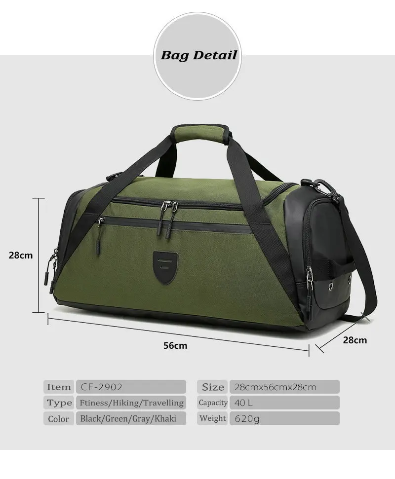 40L Sport Fitness Bag Dry Wet Separation Gym Bags for Men Women Outdoor Hiking Camping Travelling Yoga Fitness Bags