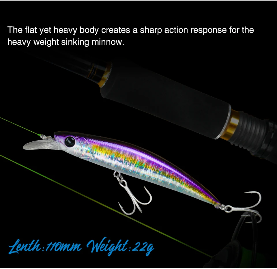 TSURINOYA 4pcs NEW COLOR Sinking Minnow 110S DW77 110mm 22g Long Casting Fishing Lure Large Trout Seabass Sea Fishing Hard Bait