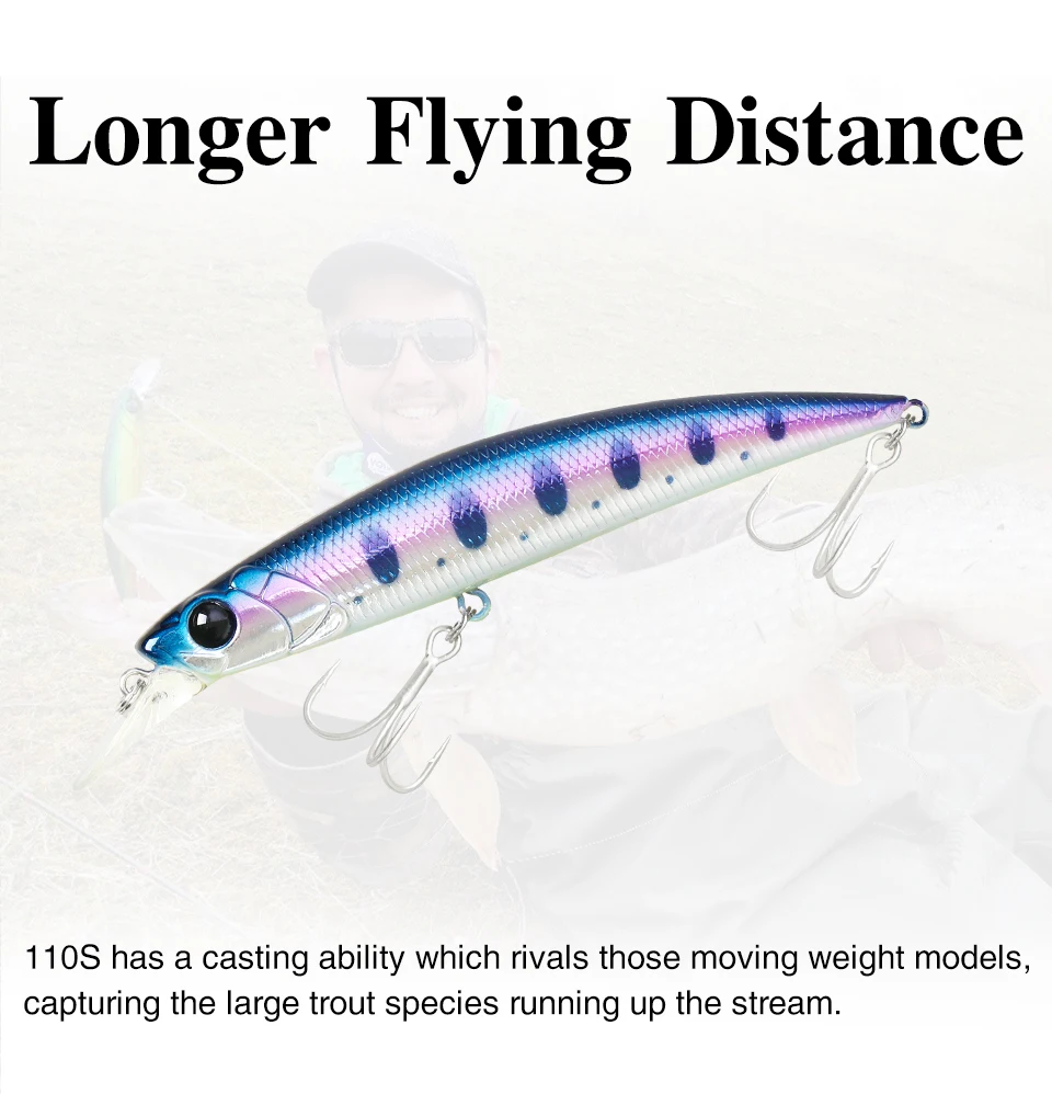 TSURINOYA 4pcs NEW COLOR Sinking Minnow 110S DW77 110mm 22g Long Casting Fishing Lure Large Trout Seabass Sea Fishing Hard Bait