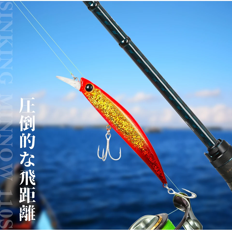 TSURINOYA 4pcs NEW COLOR Sinking Minnow 110S DW77 110mm 22g Long Casting Fishing Lure Large Trout Seabass Sea Fishing Hard Bait
