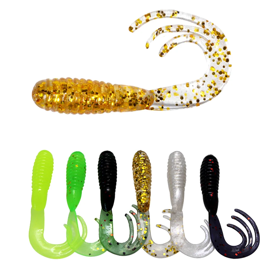20pcs Fishing Lures 40mm/50mm/65mm 0.7g/1.6g/2.8g Wobblers Carp Fishing Soft Bait Swimbait Tail Grub Lures Silicone Artificial