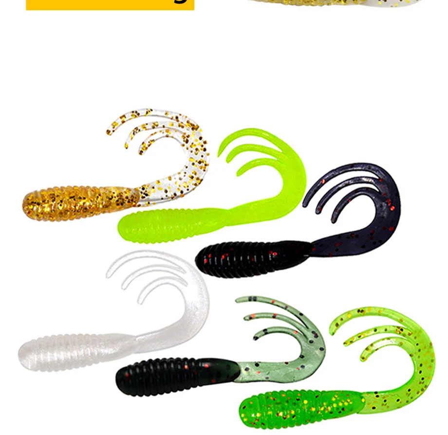 20pcs Fishing Lures 40mm/50mm/65mm 0.7g/1.6g/2.8g Wobblers Carp Fishing Soft Bait Swimbait Tail Grub Lures Silicone Artificial