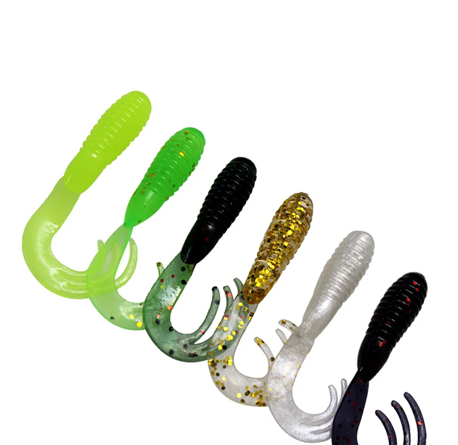 20pcs Fishing Lures 40mm/50mm/65mm 0.7g/1.6g/2.8g Wobblers Carp Fishing Soft Bait Swimbait Tail Grub Lures Silicone Artificial
