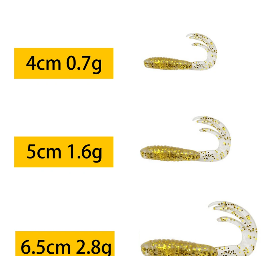 20pcs Fishing Lures 40mm/50mm/65mm 0.7g/1.6g/2.8g Wobblers Carp Fishing Soft Bait Swimbait Tail Grub Lures Silicone Artificial
