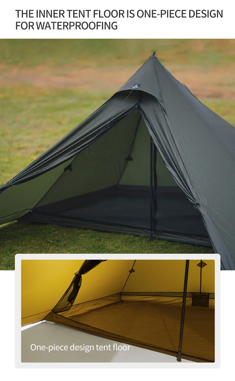Thous Winds Capricorns 2 Person Tent, Ultralight Hiking Backpack Tent, Camping Pyramid Tent, Outdoor 15D Ripstop Nylon Camp Tent
