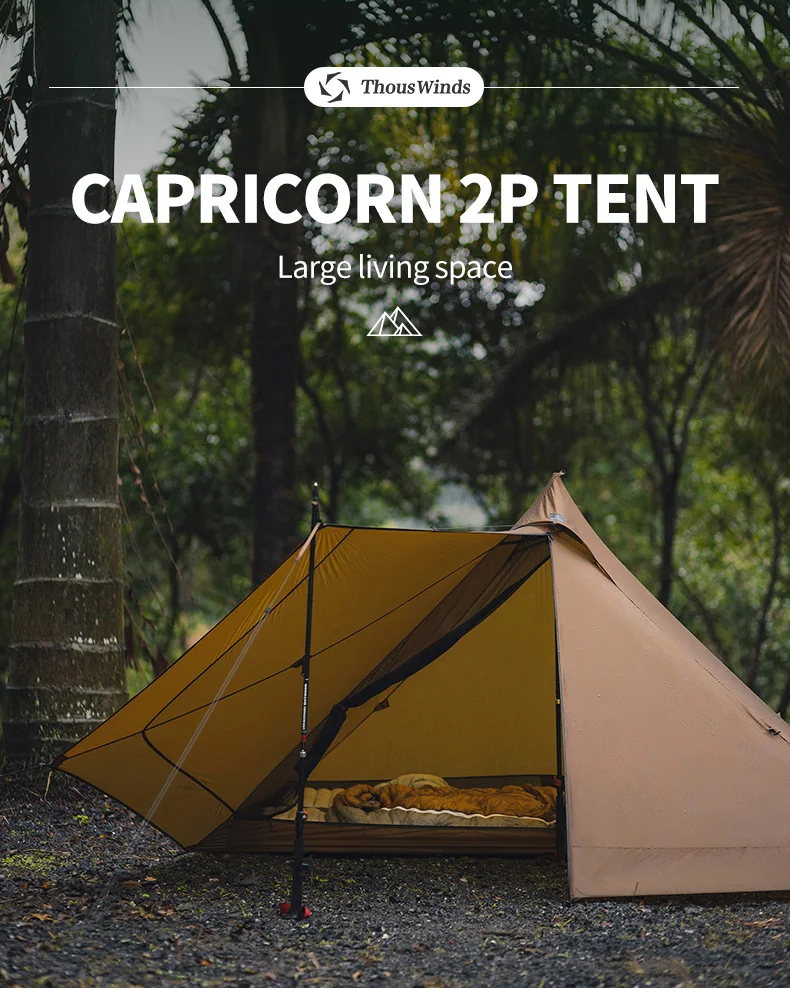 Thous Winds Capricorns 2 Person Tent, Ultralight Hiking Backpack Tent, Camping Pyramid Tent, Outdoor 15D Ripstop Nylon Camp Tent