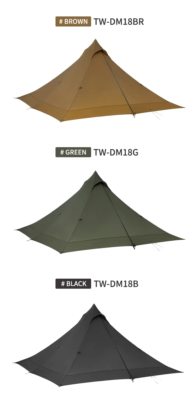 Thous Winds Capricorns 2 Person Tent, Ultralight Hiking Backpack Tent, Camping Pyramid Tent, Outdoor 15D Ripstop Nylon Camp Tent