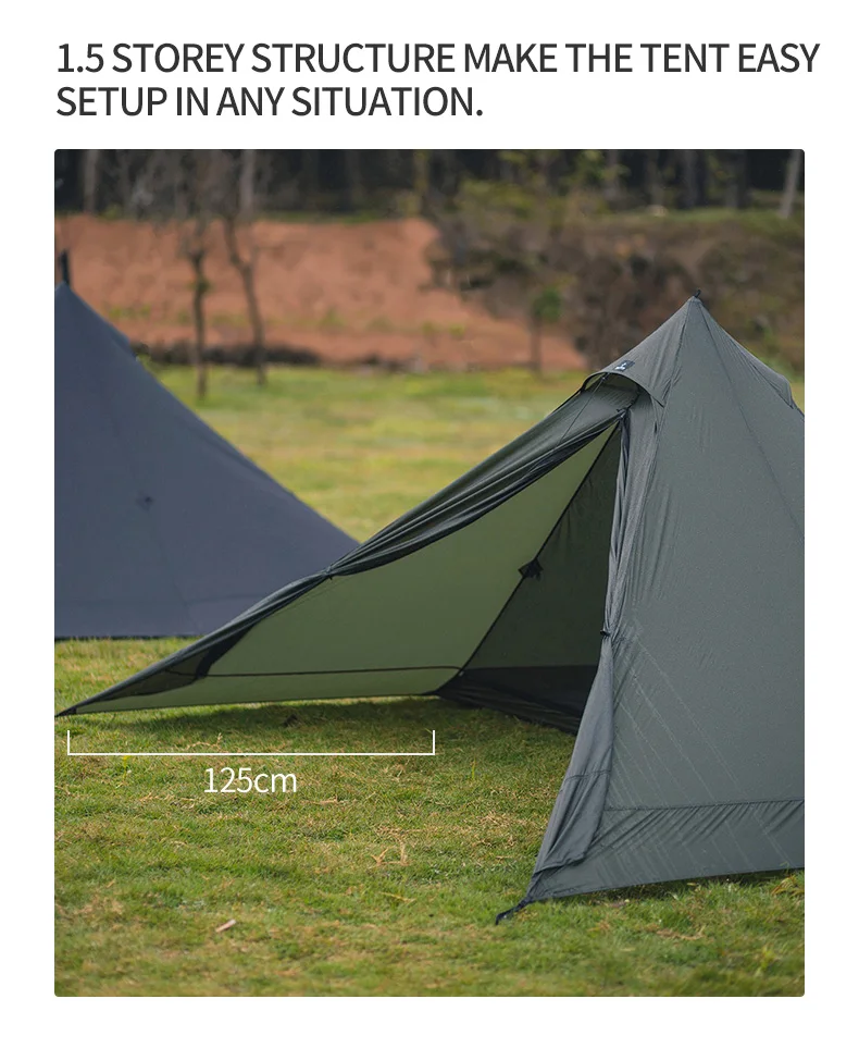 Thous Winds Capricorns 2 Person Tent, Ultralight Hiking Backpack Tent, Camping Pyramid Tent, Outdoor 15D Ripstop Nylon Camp Tent