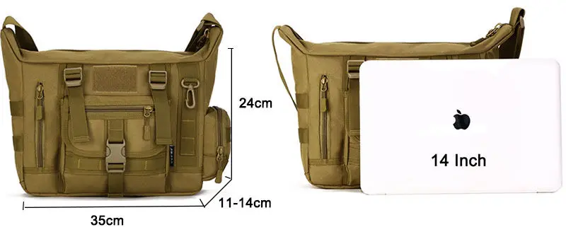 14 Inch Laptop Shoulder Bag Men Sports Bags Man Military Tactical Single Backpack Men's A4 Document Molle Messenger Shoulder Bag