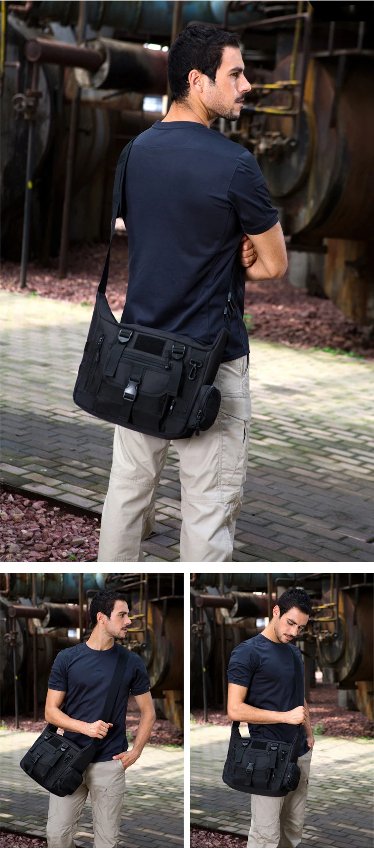 14 Inch Laptop Shoulder Bag Men Sports Bags Man Military Tactical Single Backpack Men's A4 Document Molle Messenger Shoulder Bag