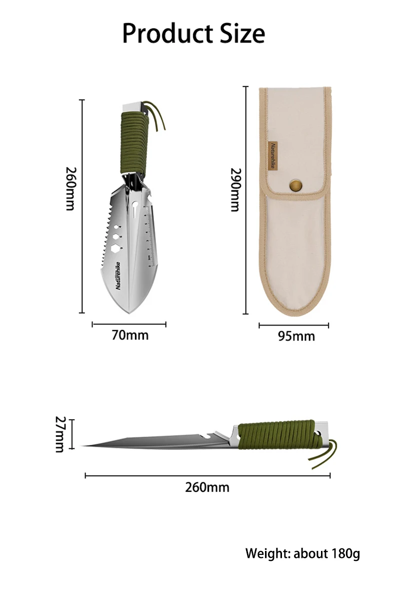 Naturehike Camping Shovel Outdoor Multifunctional Shovel Hiking Tactical Shovel Survival Emergency Tool Bushcraft Garden Shovels