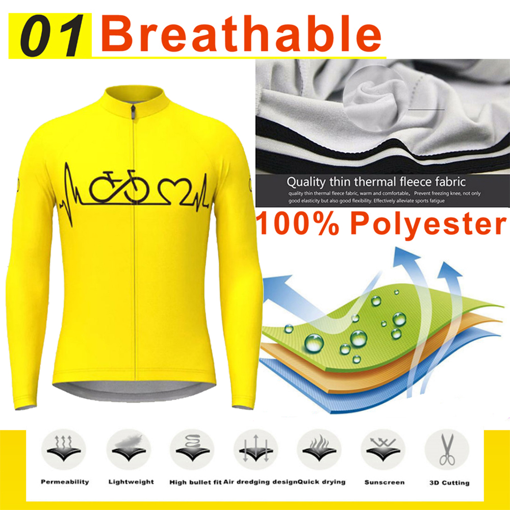Men Cycling Jersey Long Sleeves Winter Fleece Cycling Clothing MTB Bike Shirts Uniform Warm Bicycle Jacket Maillot Ropa Ciclismo