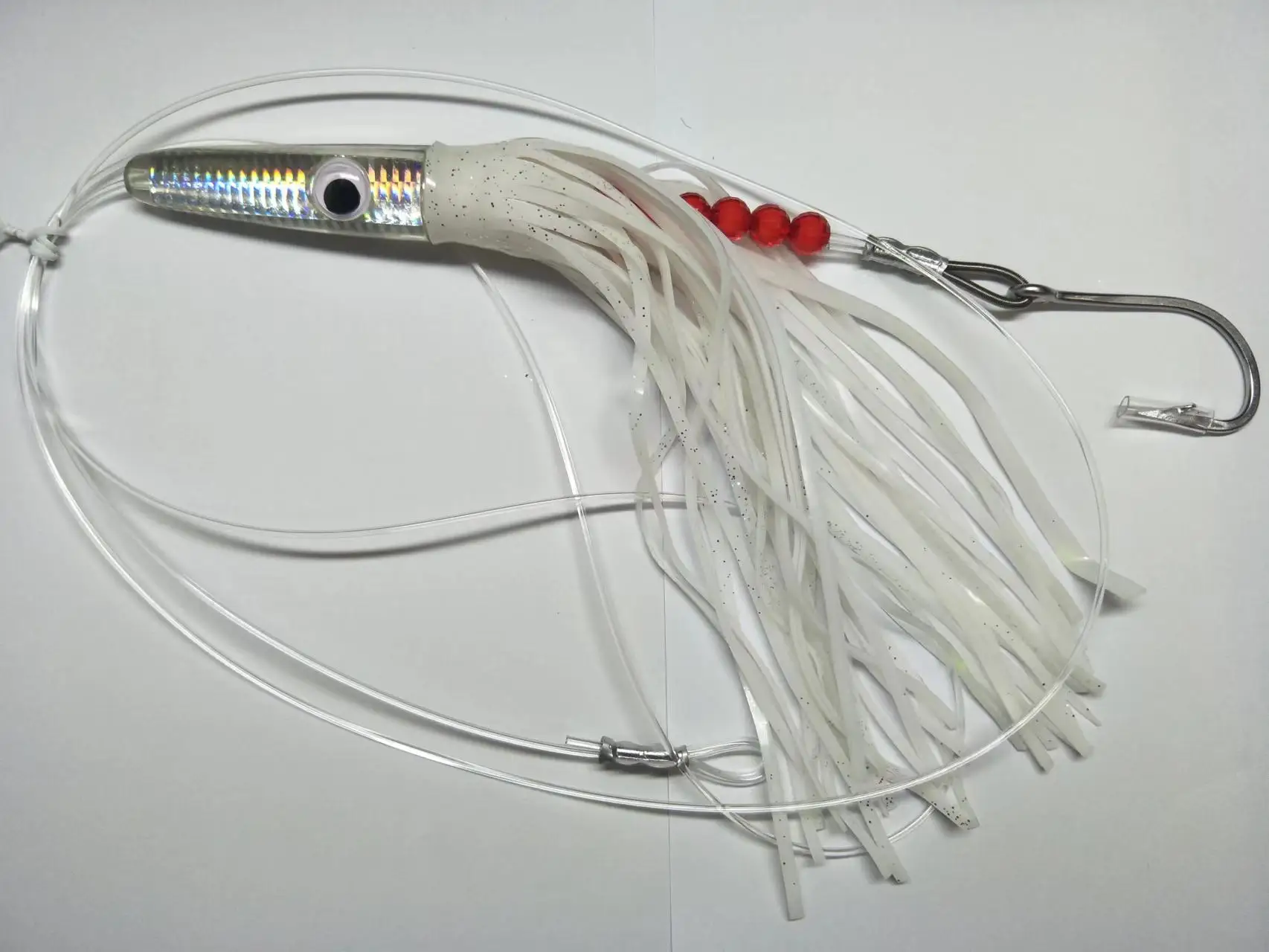 Drag Fishing Resin Fish, Stainless Steel, No.8 Hook, 5 Pack, 140g,2 m Long, pulling Force 350 lbs, tuna, Swordfish