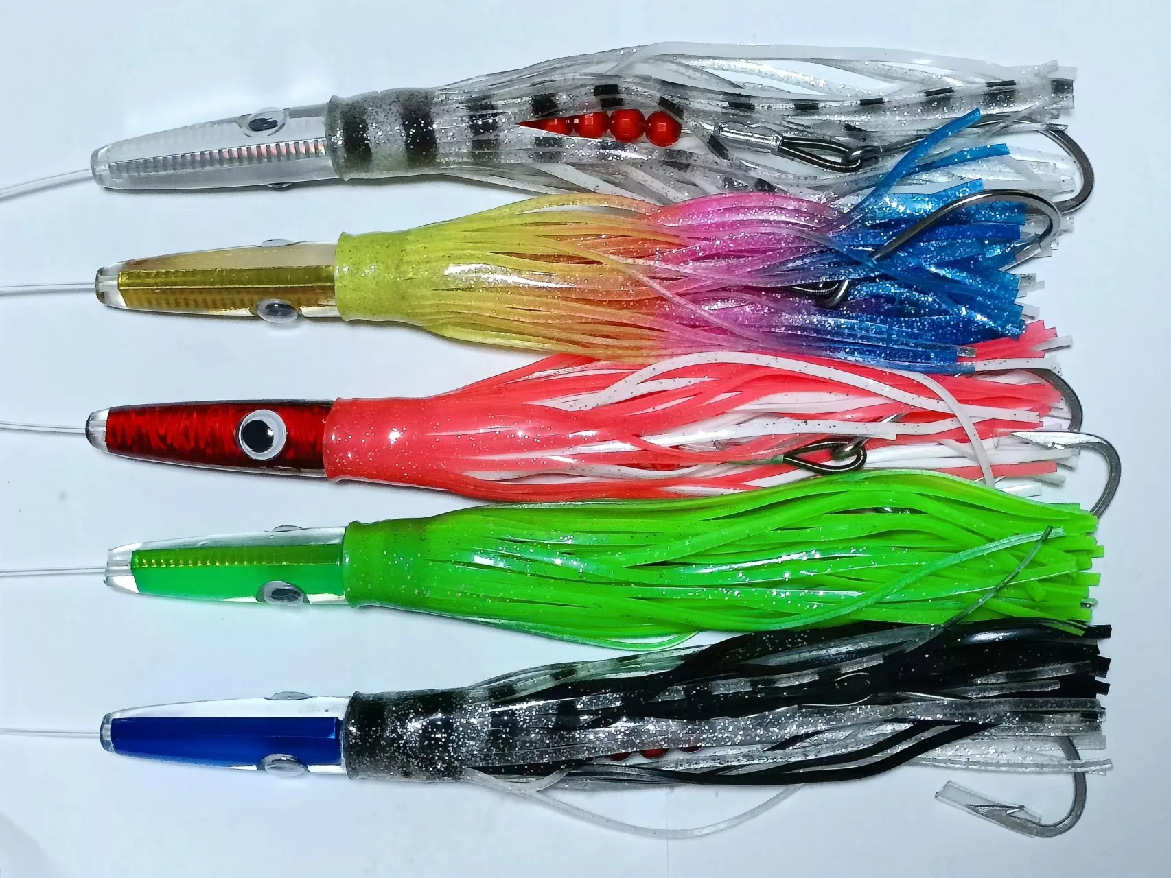 Drag Fishing Resin Fish, Stainless Steel, No.8 Hook, 5 Pack, 140g,2 m Long, pulling Force 350 lbs, tuna, Swordfish