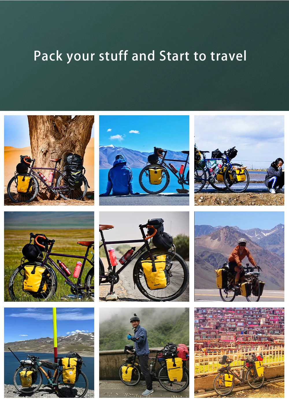 Rhinowalk 2Pcs Double Side Bike Bag 100%Waterproof Bicycle Pannier Saddle Bag 12L-15L Portable Road Bike Back Seat Bag Luggage