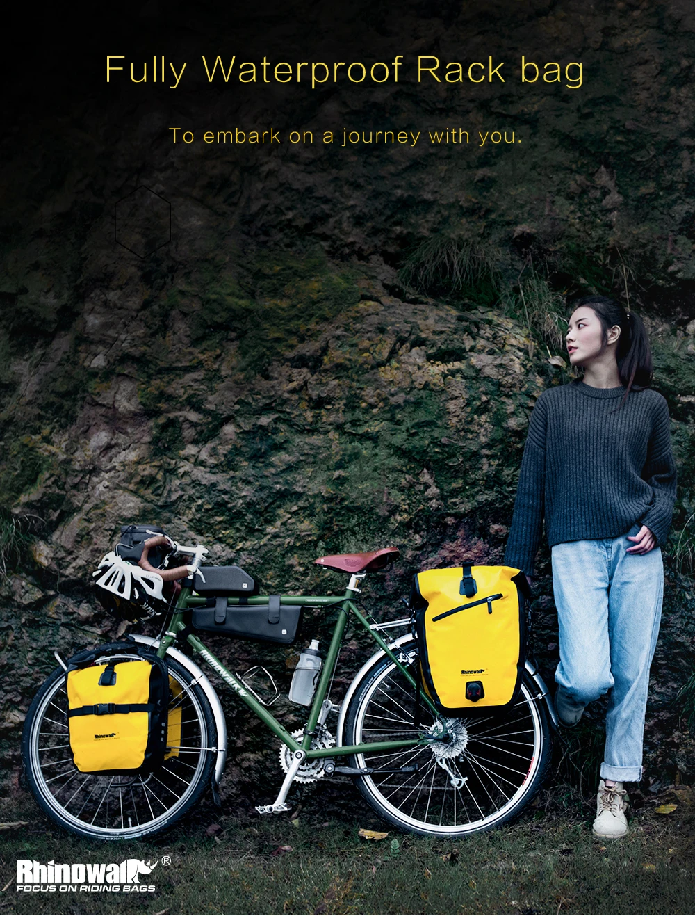 Rhinowalk 2Pcs Double Side Bike Bag 100%Waterproof Bicycle Pannier Saddle Bag 12L-15L Portable Road Bike Back Seat Bag Luggage