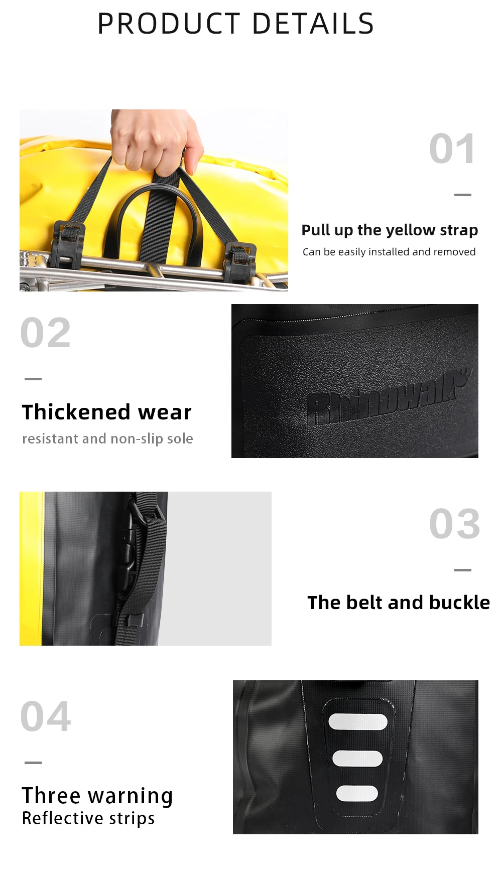 Rhinowalk 2Pcs Double Side Bike Bag 100%Waterproof Bicycle Pannier Saddle Bag 12L-15L Portable Road Bike Back Seat Bag Luggage