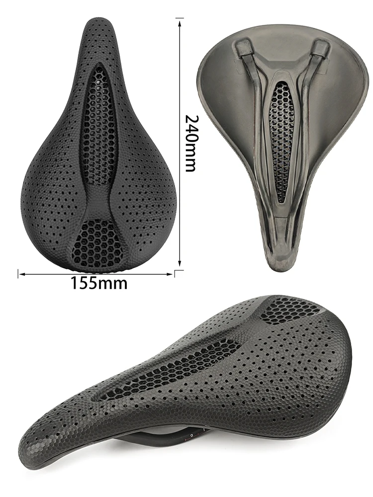 BALUGOE Bicycle 3D Printed Carbon Carbon Saddle Comfortable Road Bike MTB Seat Cozy Honeycomb Cushion Carbon 3D Seat Cushion