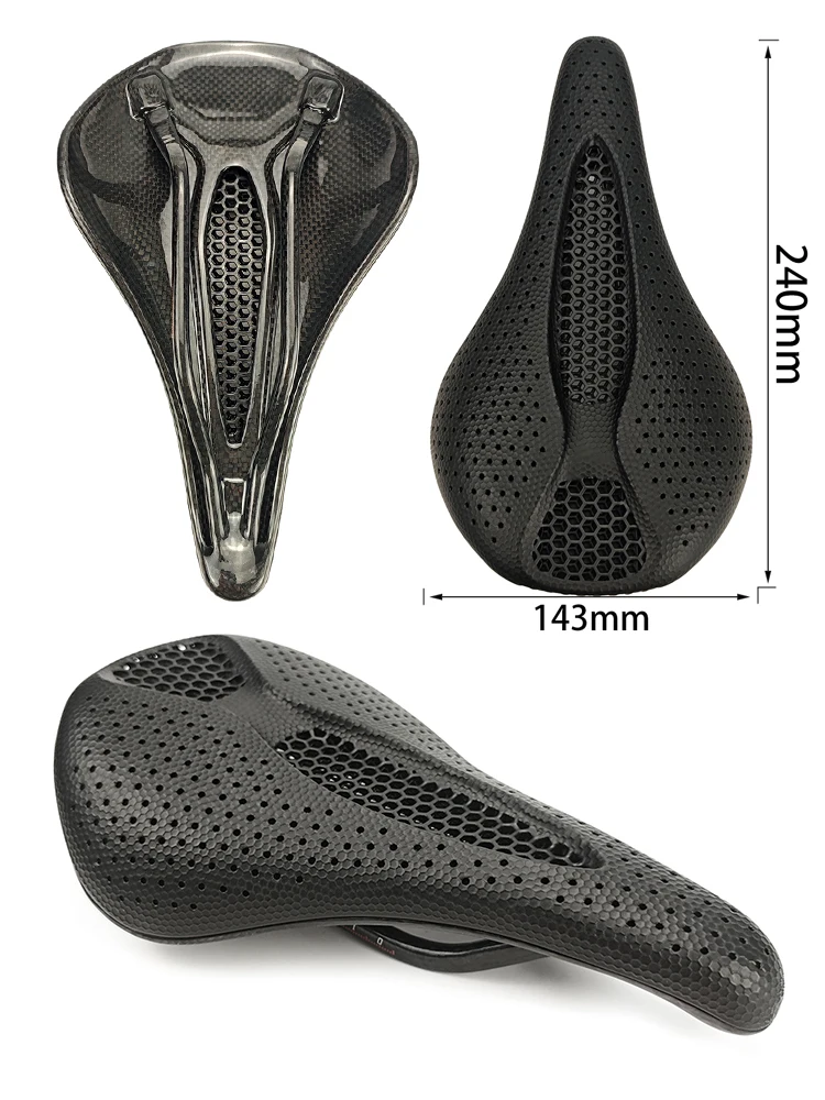 BALUGOE Bicycle 3D Printed Carbon Carbon Saddle Comfortable Road Bike MTB Seat Cozy Honeycomb Cushion Carbon 3D Seat Cushion
