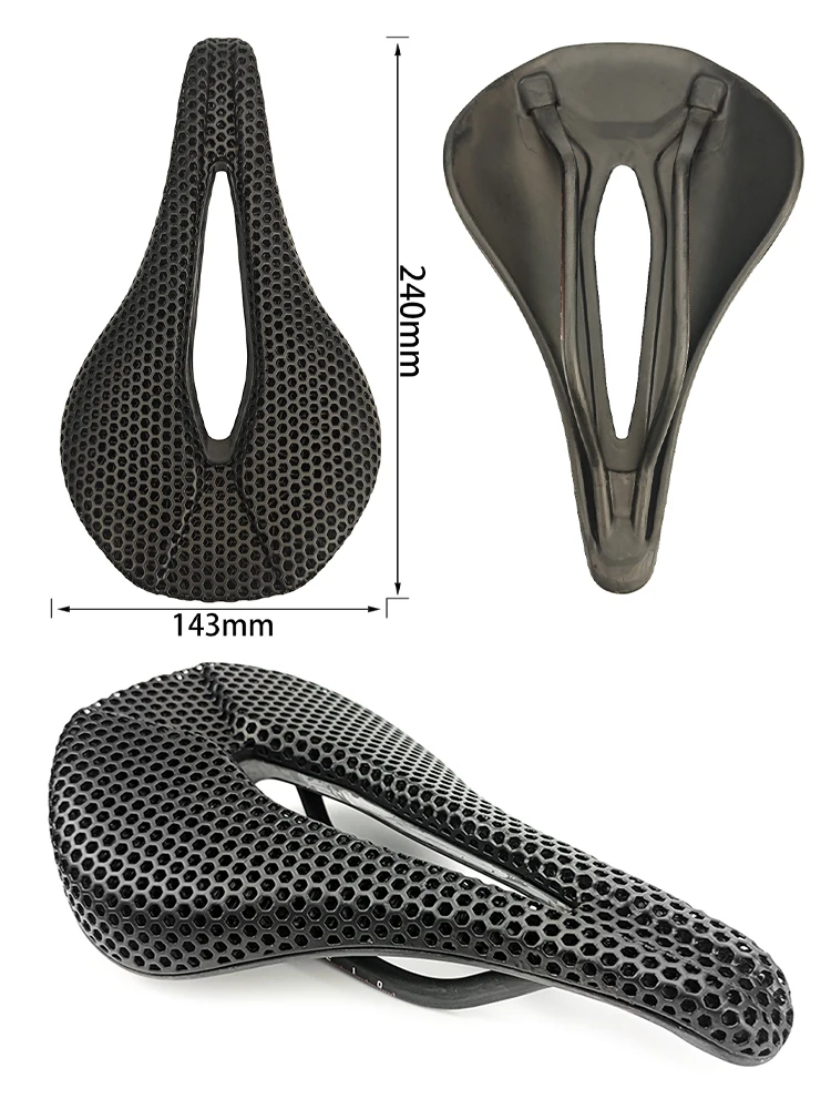 BALUGOE Bicycle 3D Printed Carbon Carbon Saddle Comfortable Road Bike MTB Seat Cozy Honeycomb Cushion Carbon 3D Seat Cushion