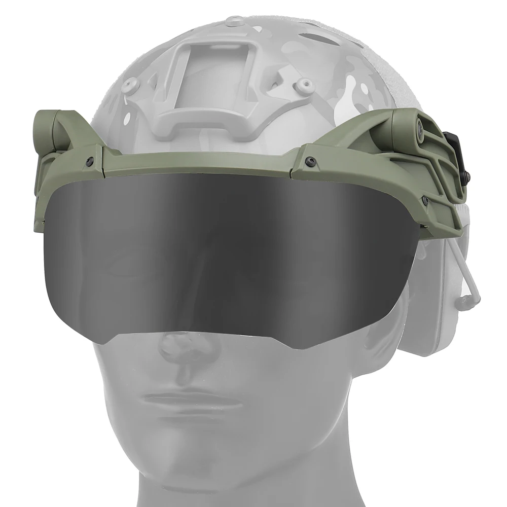 Tactical Helmet Flip Goggles Hunting Outer Suspension Helmet Windproof Waterproof Eye Protective Goggles Anti-frog Glasses