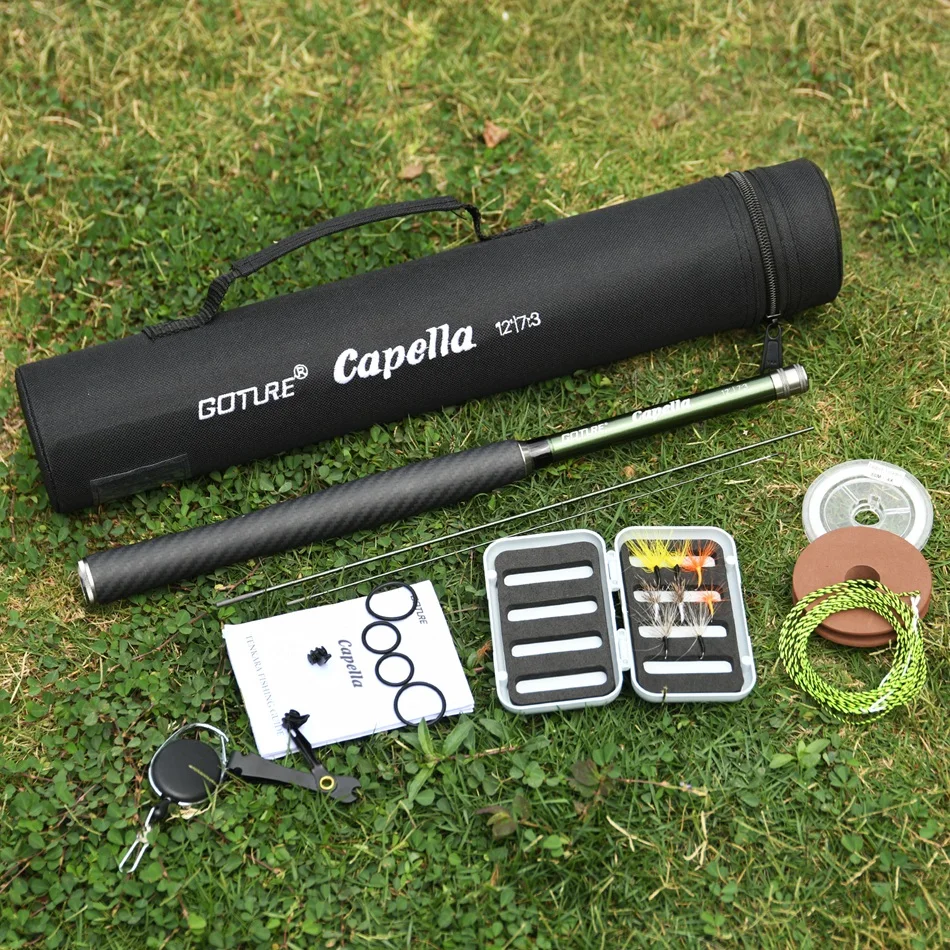 Goture Tenkara Fishing Kit Ultra Light Carbon Fly Fishing Rod 3.6m Mainline Tippet Flies Set Hook Keeper and Accessories Combo