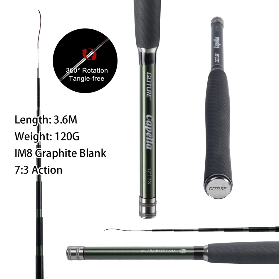 Goture Tenkara Fishing Kit Ultra Light Carbon Fly Fishing Rod 3.6m Mainline Tippet Flies Set Hook Keeper and Accessories Combo