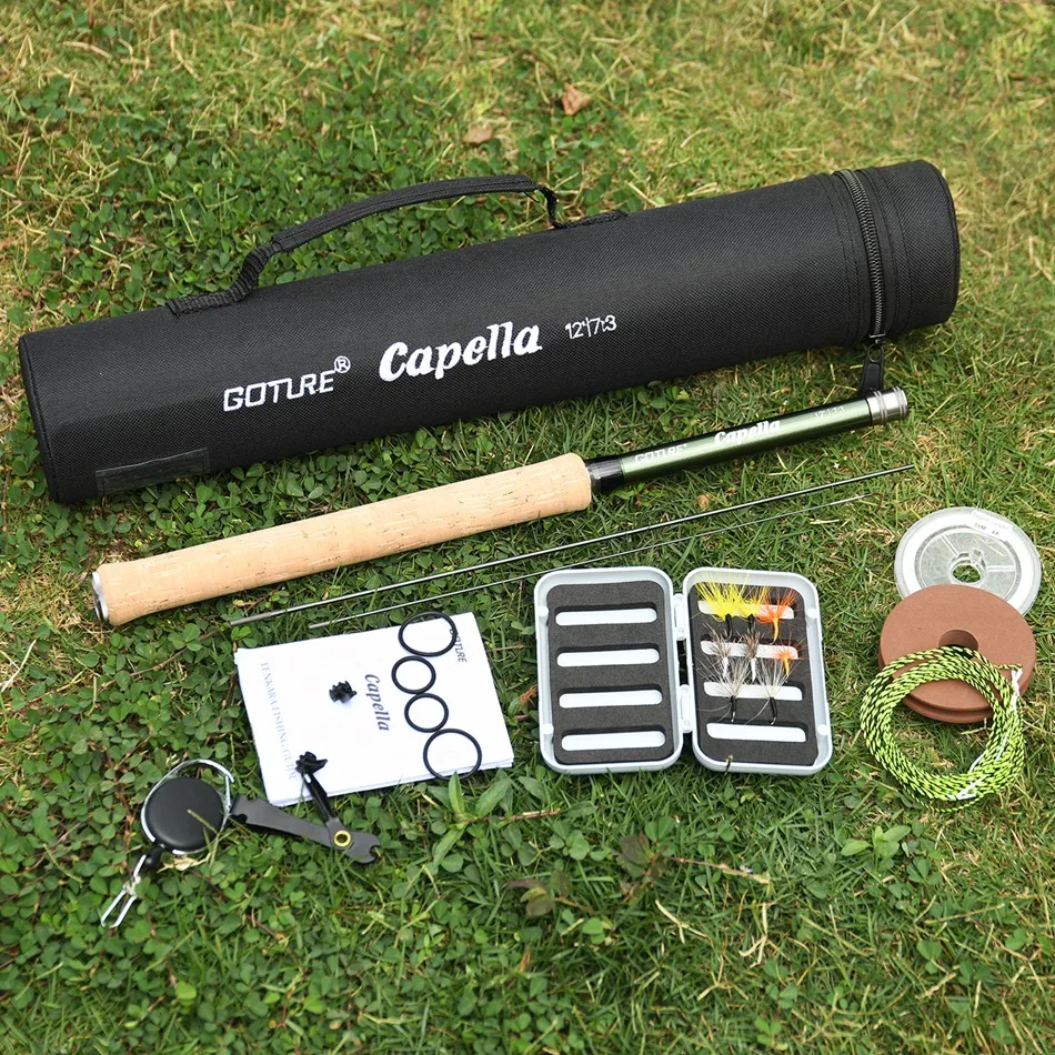 Goture Tenkara Fishing Kit Ultra Light Carbon Fly Fishing Rod 3.6m Mainline Tippet Flies Set Hook Keeper and Accessories Combo
