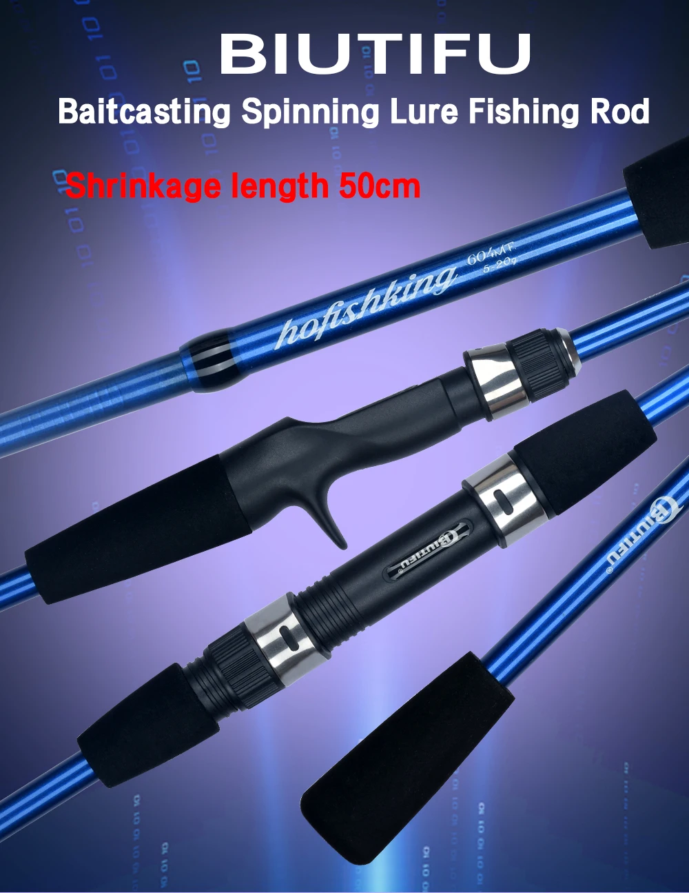 BIUTIFU Baitcasting Spinning Mini Fishing Rod 4/5 Section 1.8/2.1mTravel Carbon Casting Weight 5-20g Fast Ultralight Lure Pole