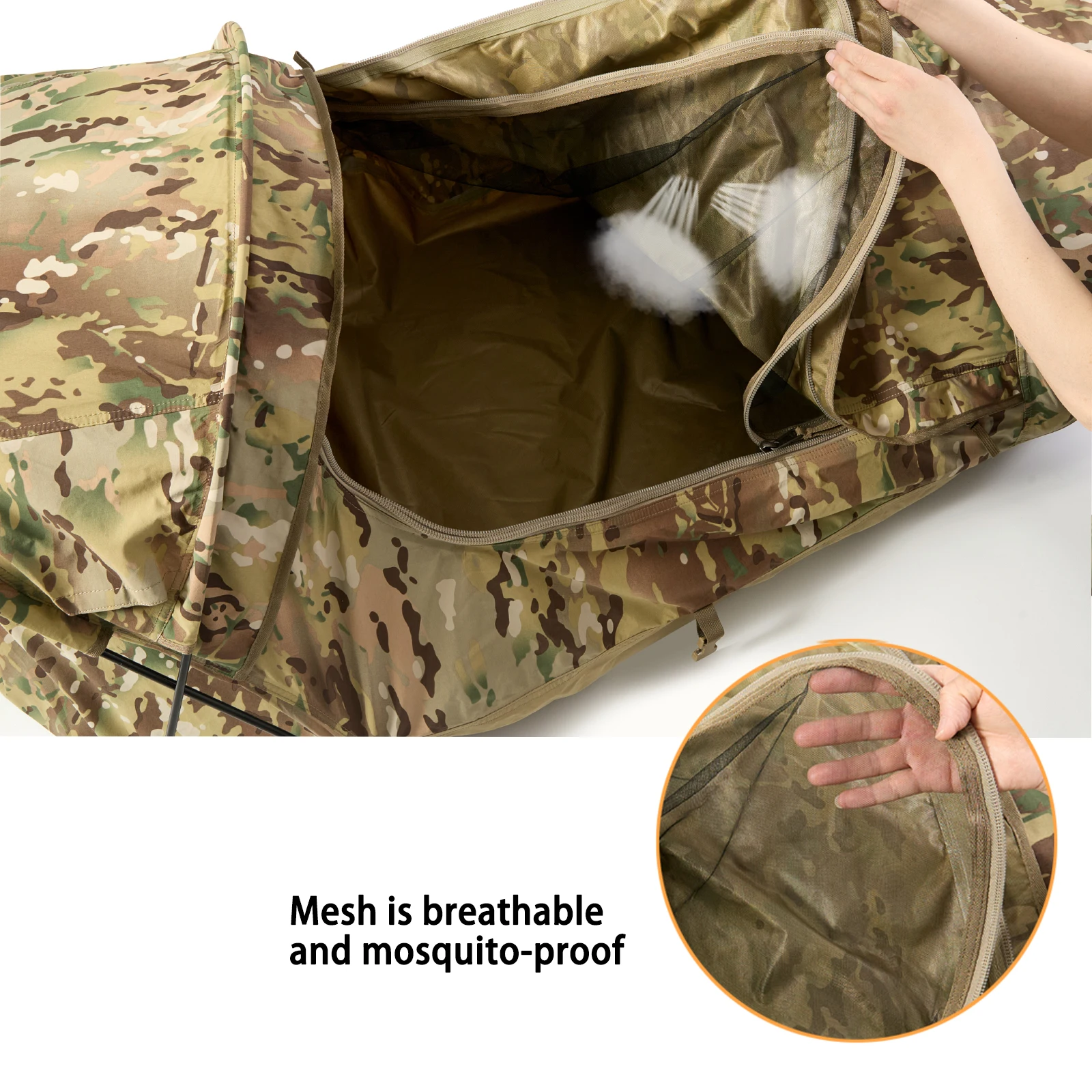 Military Hideaway Bivy Tent Lightweight Waterproof Camping Compact Single-Pole Tent for Backpacking Hiking