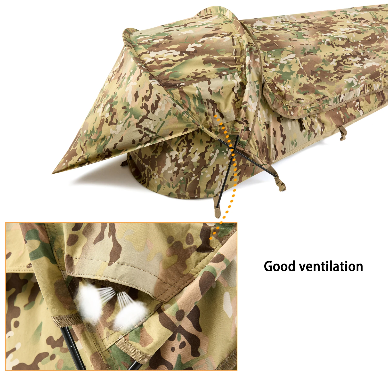 Military Hideaway Bivy Tent Lightweight Waterproof Camping Compact Single-Pole Tent for Backpacking Hiking