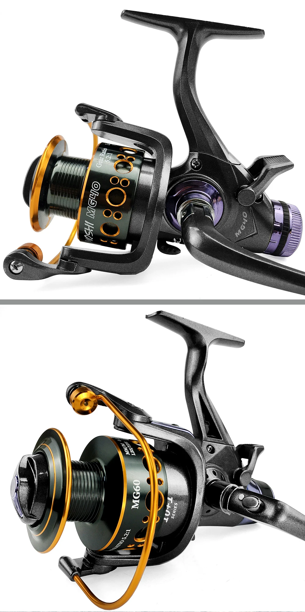 Double Brake Reel Spinning Reel Fishing Reel 3000 4000 5000 6000 Gear Ratio 5.2:1/5.0:1 Reels Carretilhas De Pesca