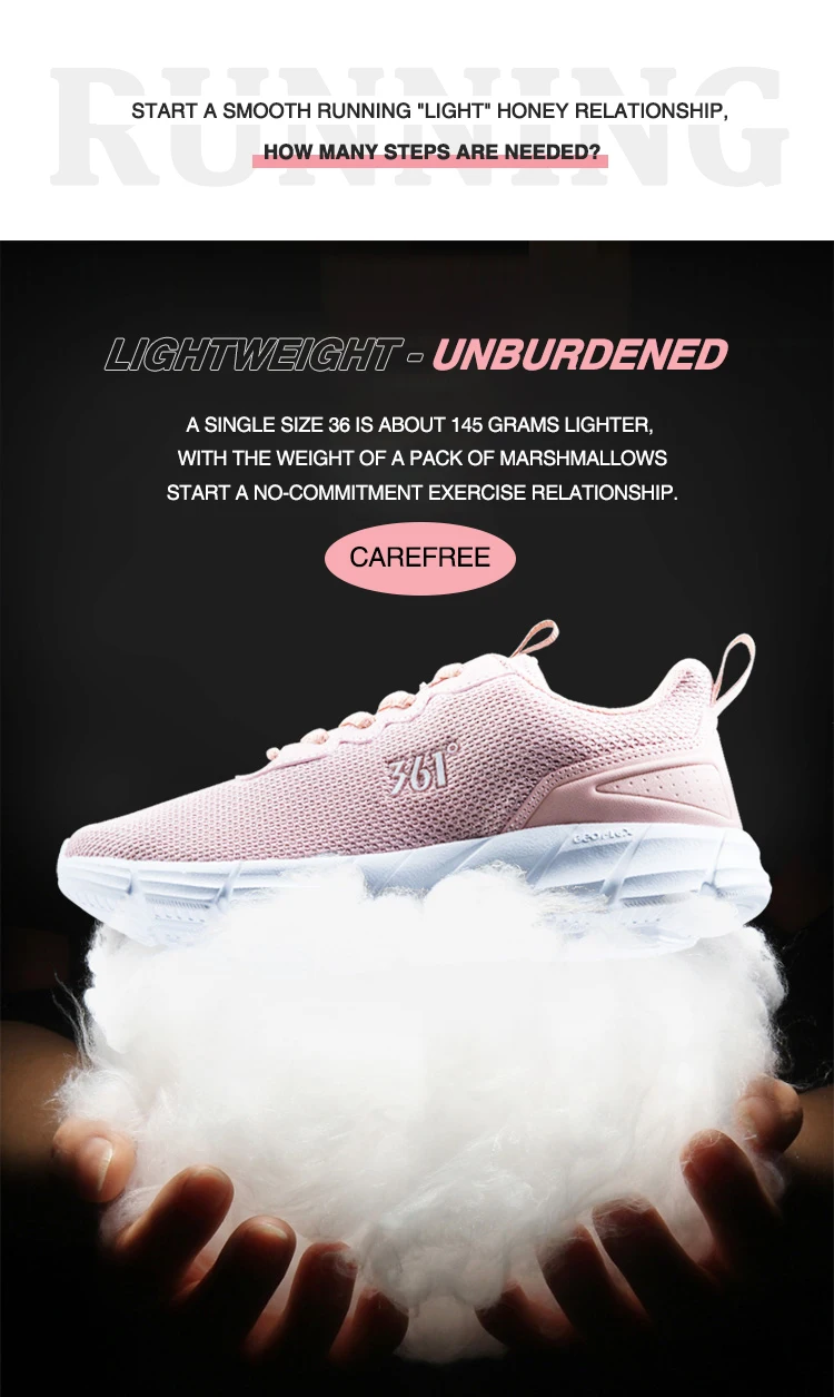 361 Degrees Women Running Sports Shoes Mesh Breathable Casual Lightweight Cushioning Shock Absorption Sneakers Female 681832280