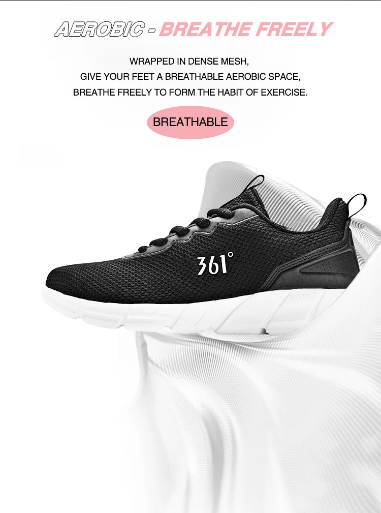 361 Degrees Women Running Sports Shoes Mesh Breathable Casual Lightweight Cushioning Shock Absorption Sneakers Female 681832280