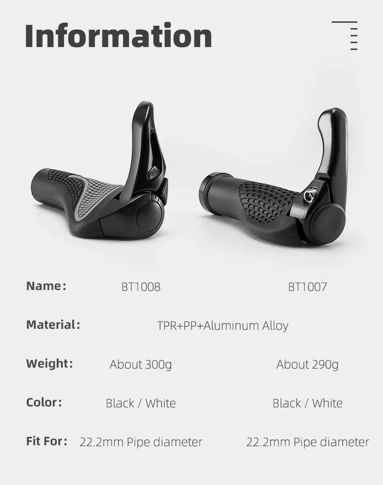 ROCKBROS MTB Bicycle Grips Bike Handlebar Horns Shofar Vice Handlebar Grips Shockproof Bike Grips Cycling Rubber Grips