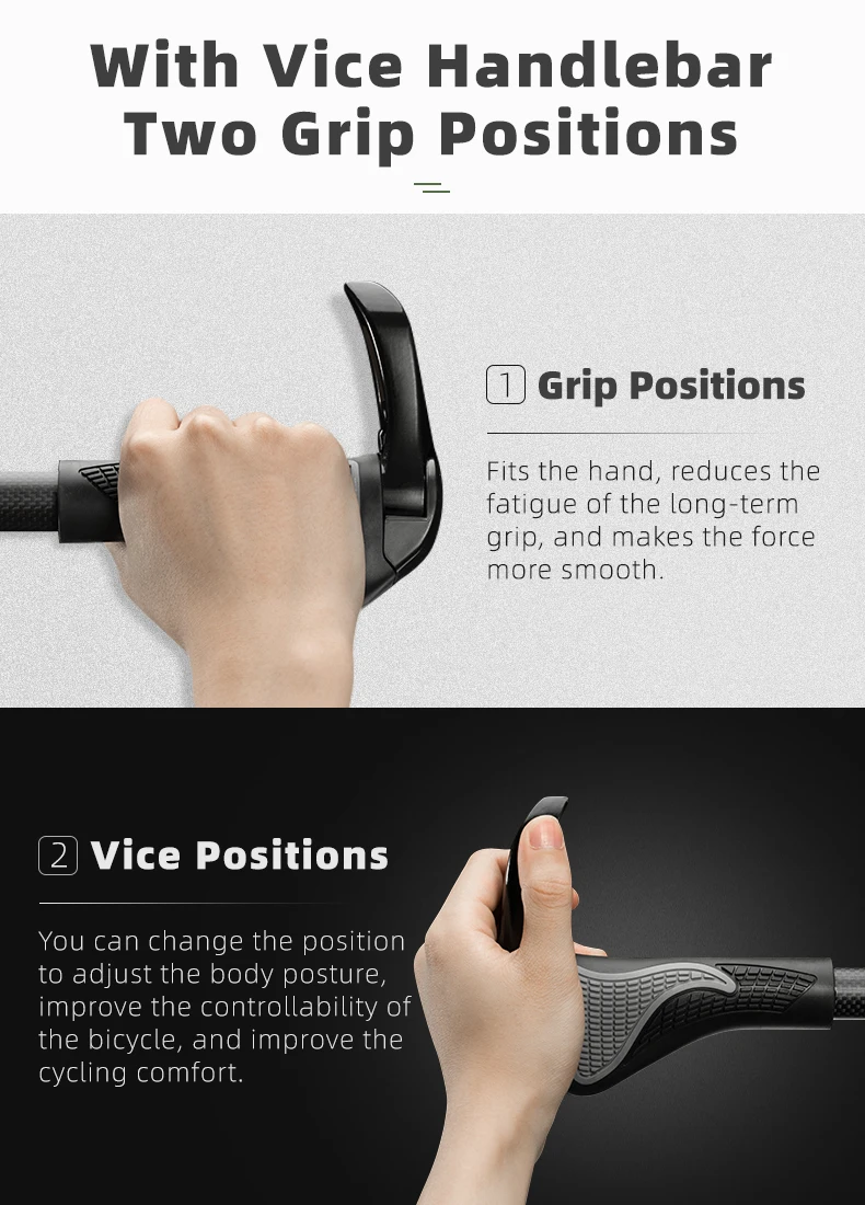 ROCKBROS MTB Bicycle Grips Bike Handlebar Horns Shofar Vice Handlebar Grips Shockproof Bike Grips Cycling Rubber Grips