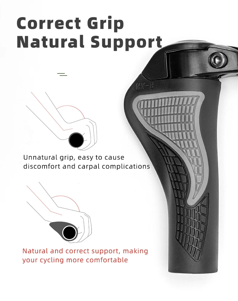 ROCKBROS MTB Bicycle Grips Bike Handlebar Horns Shofar Vice Handlebar Grips Shockproof Bike Grips Cycling Rubber Grips