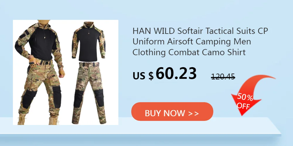 HAN WILD Outdoor Climbing Uniform Camouflage Suit Tactical Shirt Combat Pants Airsoft Paintball Equipment Clothes Plus 8XL