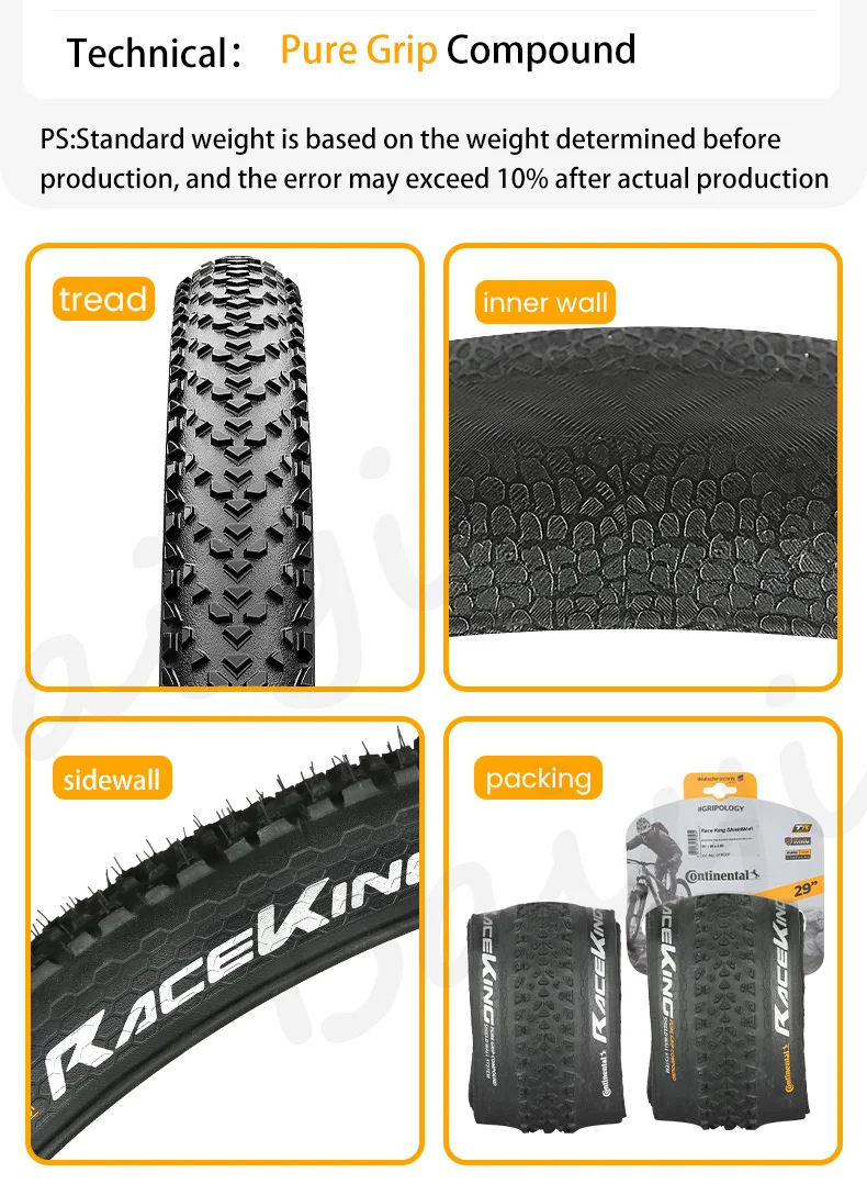 Continental Race King Tire Rim 29 26 27 MTB 180TPI Bicycle Folding Tire Anti Puncture Mountain Bike Tubeless Tyre Pneu Aro 29