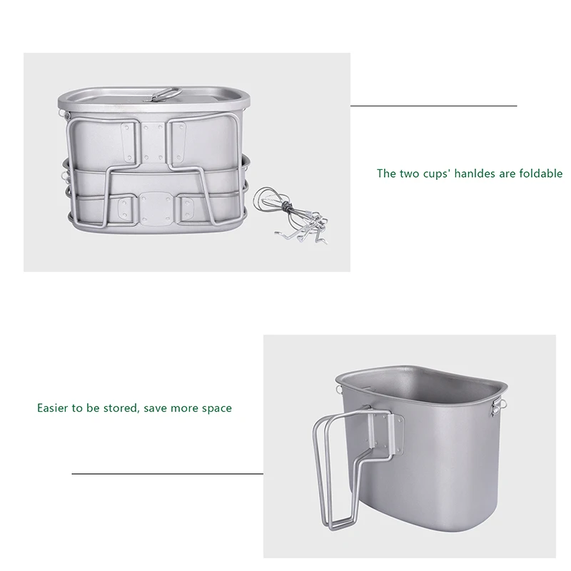 Boundless Voyage Outdoor Military Canteen Bottle Camping Hiking Water Cups Titanium Cookware 1100ml Bottle 750ml Pot 400ml Bowl
