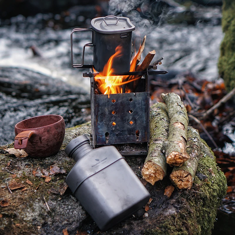 Boundless Voyage Outdoor Military Canteen Bottle Camping Hiking Water Cups Titanium Cookware 1100ml Bottle 750ml Pot 400ml Bowl