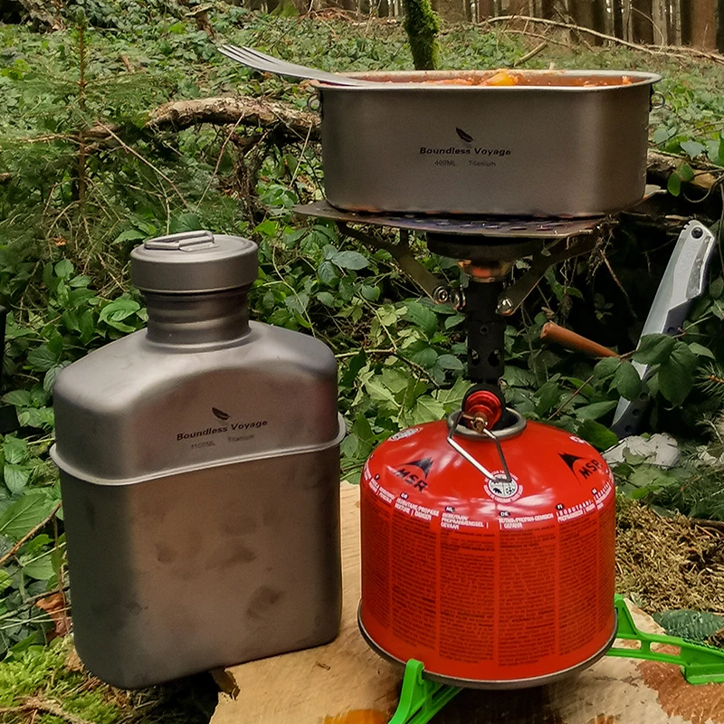 Boundless Voyage Outdoor Military Canteen Bottle Camping Hiking Water Cups Titanium Cookware 1100ml Bottle 750ml Pot 400ml Bowl