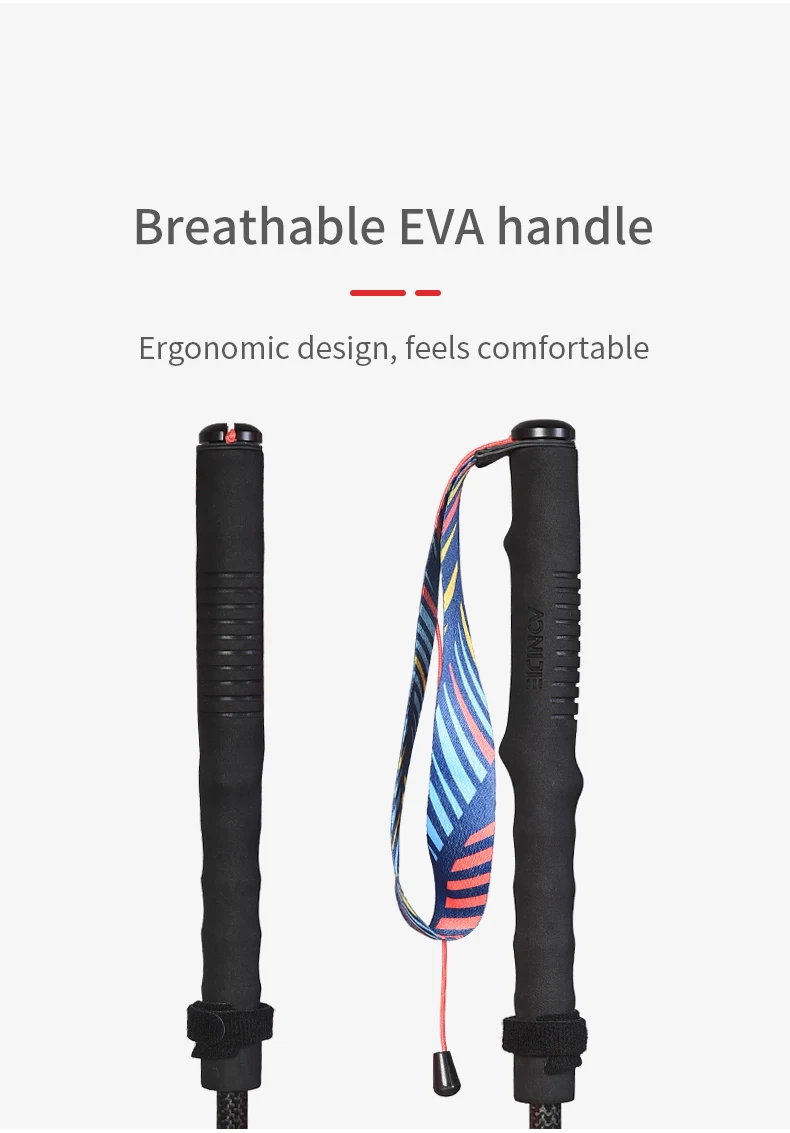 AONIJIE E4204 Lightweight Folding Trekking Poles Carbon Fiber Walking Stick Drawstring Fixed for Hiking Running Mountaineering