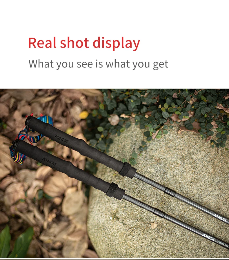 AONIJIE E4204 Lightweight Folding Trekking Poles Carbon Fiber Walking Stick Drawstring Fixed for Hiking Running Mountaineering