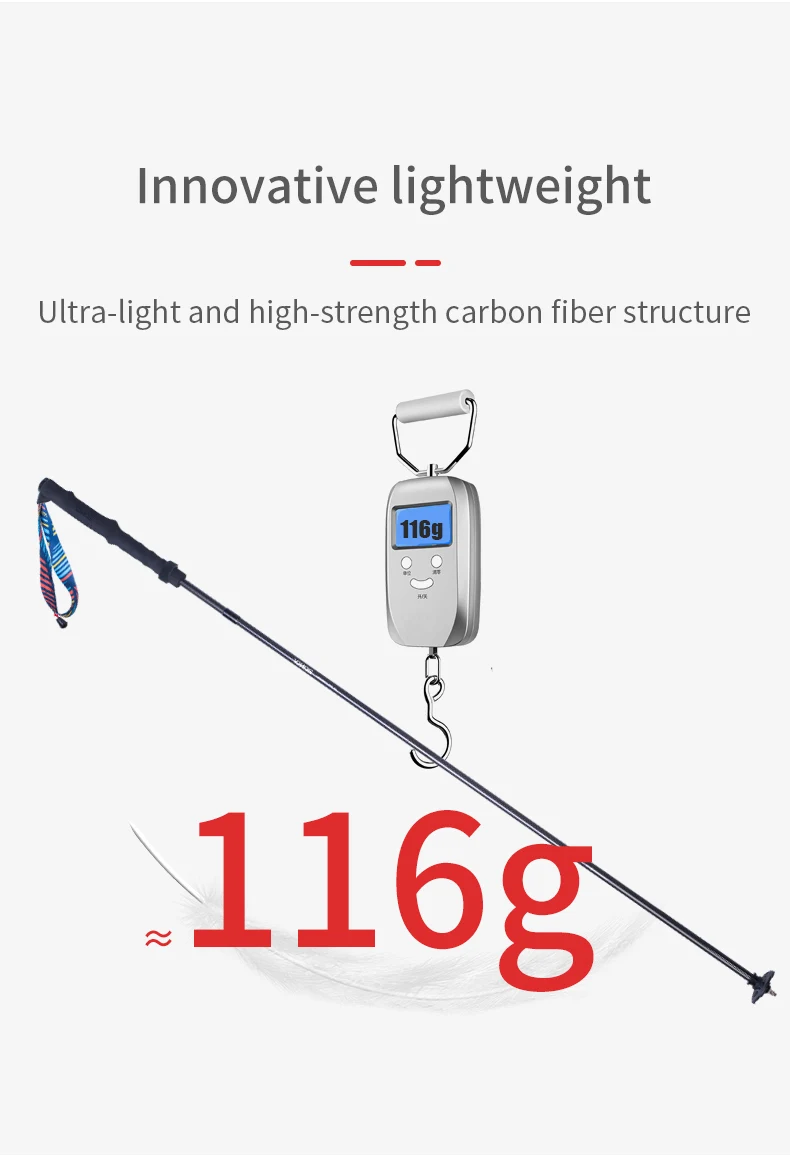 AONIJIE E4204 Lightweight Folding Trekking Poles Carbon Fiber Walking Stick Drawstring Fixed for Hiking Running Mountaineering