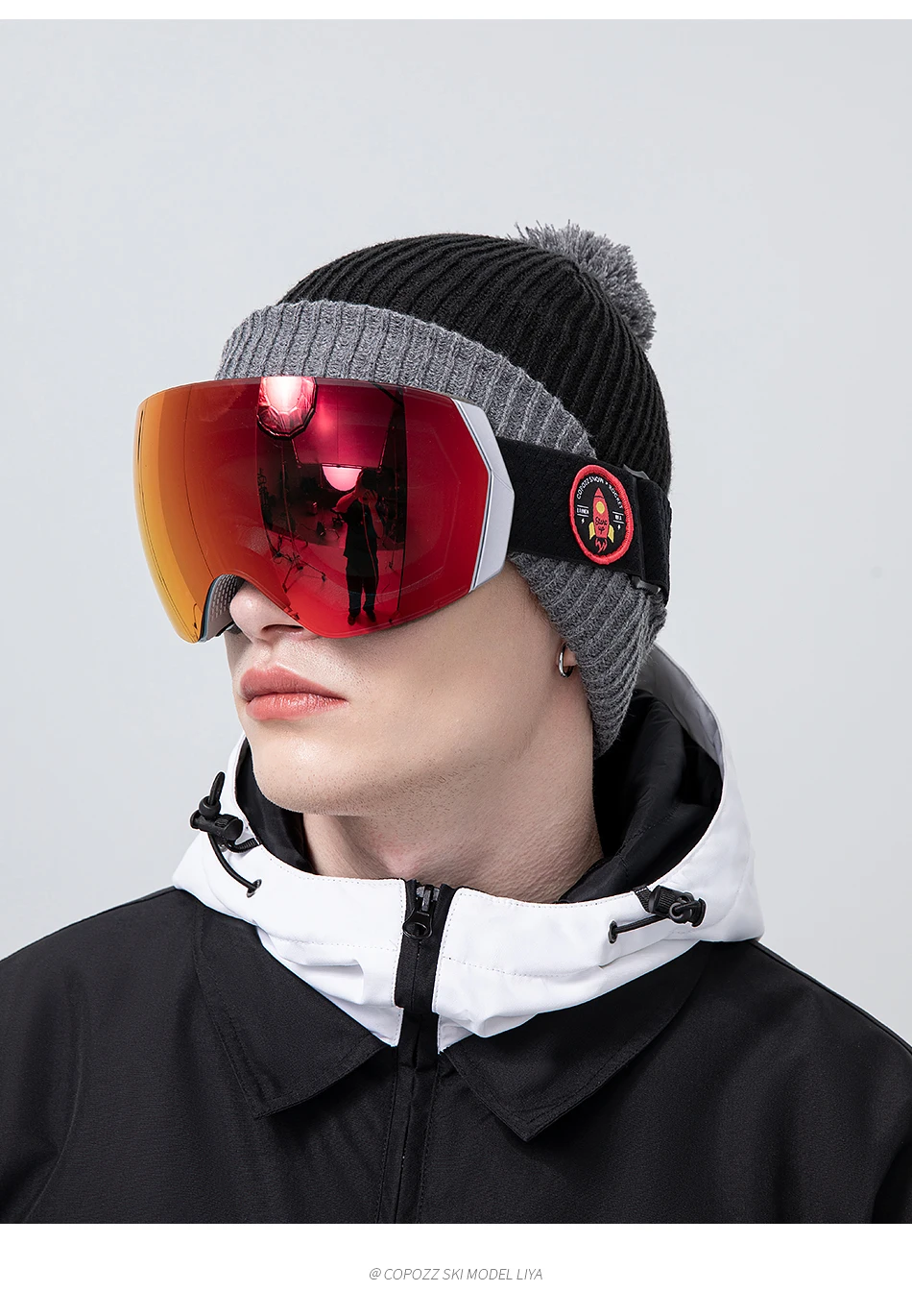 COPOZZ Ski Goggles Men Women UV400 Anti-fog Ski Eyewear Snow Glasses Adult Snowboard Goggle with Night Yellow Lens and Case Set