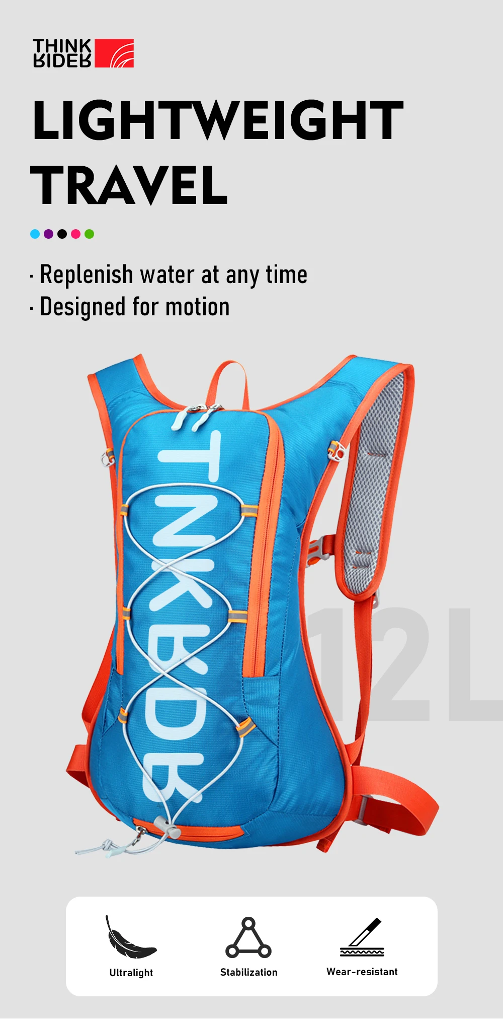 ThinkRider Cycling Backpack 12L Bicycle Bags Water Bag Outdoor Sport Climbing Hiking MTB Road Bike Hydration Backpack